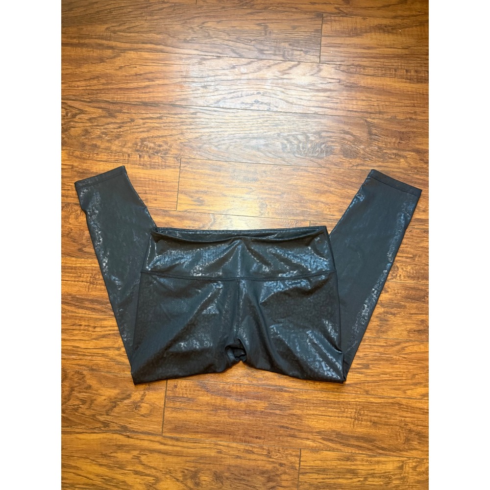Z by Zella Womens Black Leopard Foil High Waisted 7/8 Leggings Large Athleisure